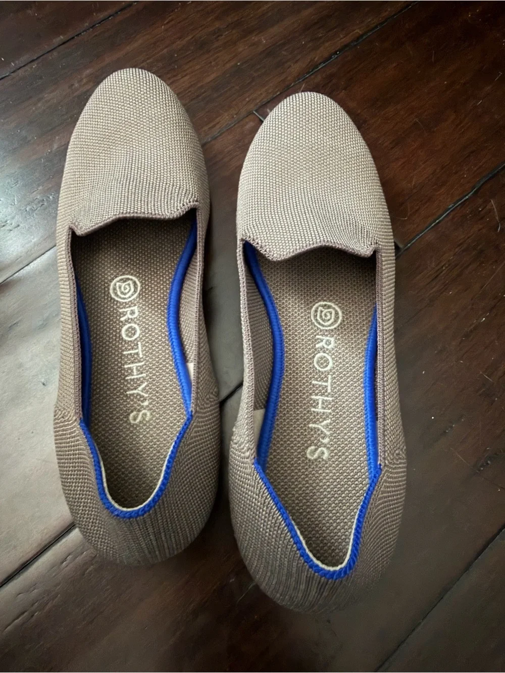 Rothy’s The Loafer Womens US 7.5 Mocha (w Blue  Halo Trim) Flats Slip On Shoes